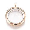 Flat Round Alloy Rhinestone Magnetic Locket Pendants PALLOY-WH0069-01-RG-2