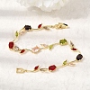Leaf Brass Micro Pave Cubic Zirconia Link Chain Bracelets for Women BJEW-D455-01G-07-2