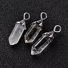 Bullet Natural Quartz Crystal Pointed Pendants G-E332-A09-1