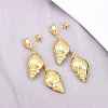 304 Stainless Steel Dangle Stud Earrings EJEW-P325-05H-G-3