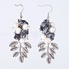 Natural Snowflake Obsidian Beads Dangle Earrings EJEW-JE02708-01-1