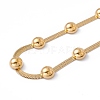 Ion Plating(IP) 304 Stainless Steel Half Round Beaded Pendant Necklace with Herringbone Chains for Women NJEW-G090-02G-2