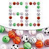 60Pcs 15mm Silicone Beads Sports Silicone Beads Bulk Basketball Soccer Tennis Baseball Rugby Volleyball Silicone Beads Kit for DIY Jewelry Making Craft JX308A-5