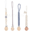CHGCRAFT 4Pcs 4 Style Wood Baby Pacifier Holder Clips AJEW-CA0002-10-1