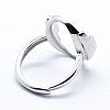 Rhodium Plated 925 Sterling Silver Finger Ring Components STER-G027-10P-2