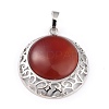 Natural Red Agate Pendants with Hollow Platinum Brass Findings G-P448-A08-P-2