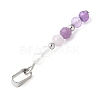 Faceted Round Natural Quartz Crystal & Amethyst & Lepidolite/Purple Mica Stone Beaded Pendants PALLOY-JF03529-07-3
