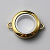 Flat Round 304 Stainless Steel Floating Lockets Connector Charms FIND-WH0032-57G-01-1