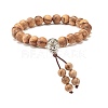 Natural Mixed Wood Round Beads Stretch Bracelet BJEW-JB07362-2