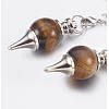 Natural Tiger Eye Sphere Dowsing Pendulums X-BJEW-E292-A09-3