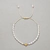 Synthetic Non-magnetic Hematite Cross Imitation Pearl Beaded Braided Bracelets for Women DB0694-5-1