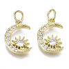 Brass Micro Pave Clear Cubic Zirconia Charms ZIRC-N039-096-NF-1
