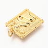 Brass Micro Pave Clear Cubic Zirconia Charms ZIRC-O036-20G-3