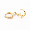 Brass Micro Pave Clear Cubic Zirconia Hoop Earring Findings ZIRC-S068-009B-NF-2