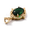 Rack Plating Brass Micro Pave Green Cubic Zirconia Pendants KK-D070-08G-4