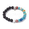 Natural Lava Rock & Synthetic Turquoise Beaded Stretch Bracelets BJEW-JB09985-01-1