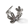 304 Stainless Steel Flower Wide Chunky Cuff Earrings for Women EJEW-TAC0015-13P-2