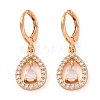 Brass Micro Pave Clear Cubic Zirconia Leverback Earrings EJEW-K300-59G-01-4