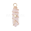2Pcs 2 Styles Natural Rose Quartz Double Terminated Pointed Pendants PALLOY-JF03122-03-3