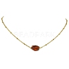 Gradient Color Natural Amber Nuggets Bead Pendant 304 Stainless Steel Satellite Chain Necklaces for Women NJEW-JN06063-3
