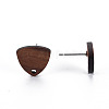 Walnut Wood Stud Earring Findings X-WOOD-S054-47-4
