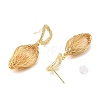 Natural Pearl Twist Teardrop Dangle Studs Earrings EJEW-K252-01G-2