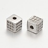 Fashionable Brass Micro Pave Cubic Zirconia Cube Beads ZIRC-J009-01P-1