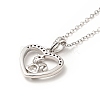 Rhodium Plated 925 Sterling Silver Rabbit with Heart Pendant Necklace with Clear Cubic Zirconia for Women NJEW-E034-01P-3