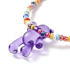 Acrylic Bear & Glass Seed Beaded Necklace for Women NJEW-JN03930-6