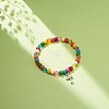Synthetic Turquoise(Dyed) & Acrylic Beaded Stretch Bracelet with Alloy Charm for Women BJEW-JB08627-01-2
