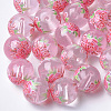 Printed & Spray Painted Transparent Glass Beads X-GLAA-S047-04A-02-1