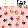 24Pcs 12 Colors Heart Rack Plating Brass Glass Charms KK-FS0001-39-3