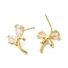 Bowknot Brass Micro Pave Cubic Zirconia Stud Earrings for Women EJEW-F316-15G-2