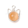 Dyed Natural Selenite Copper Wire Wrapped Pendants PALLOY-TA00136-3