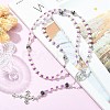 Glass Pearl Rosary Bead Necklace NJEW-TA00082-03-5