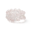 Natural Rose Quartz & Glass Braided Beaded Stretch Ring for Women RJEW-JR00546-03-6