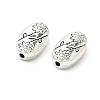Oval with Flower Tibetan Style Alloy Beads X-TIBEB-1199-AS-LF-1
