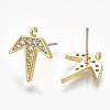 Brass Cubic Zirconia Stud Earring Findings KK-T042-02-2