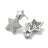 Star Rack Plating Brass Micro Pave Cubic Zirconia Dangle Stud Earrings EJEW-F331-25P-2