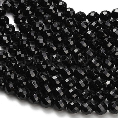 Natural Black Tourmaline Beads Strands G-H329-E02-8mm-1