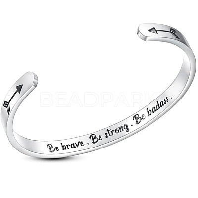 Inspirational 304 Stainless Steel Cuff Bangles FS-WG30F15-04-1