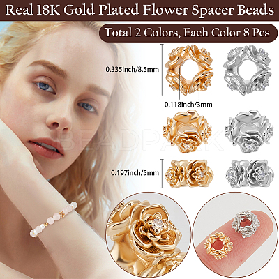 16Pcs 2 Colors Brass Spacer Beads KK-BBC0018-92-1