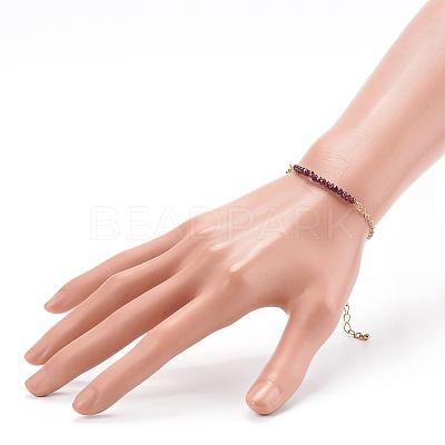 January Birthstone Natural Garnet Beaded Bracelets X-BJEW-JB06092-01-1
