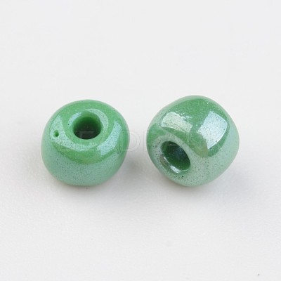 6/0 Opaque Colors Lustered Round Glass Seed Beads X-SEED-A012-4mm-127-1