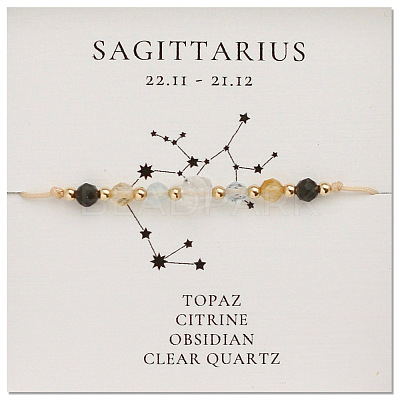 Natural stone constellation bracelet with 12 zodiac signs X-NR2952-6-1