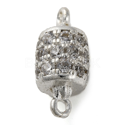 Brass Micro Pave Clear Cubic Zirconia Hollow Column Connector Charms KK-A230-05F-S-1