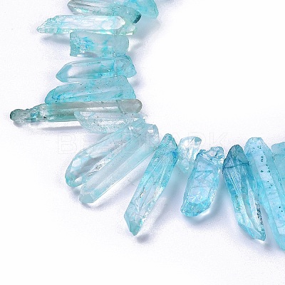 Electroplated Natural Crackle Quartz Crystal Dyed Beads Strands G-I345-05D-1