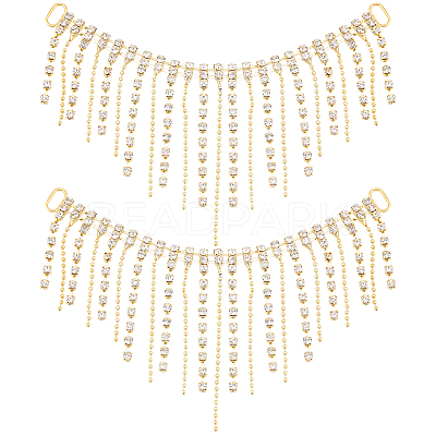 2Pcs Alloy & Glass Rhinestones Tassel Shoe Decoration Chain FIND-GF0005-26-1