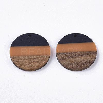 Tri-color Resin & Walnut Wood Pendants X-RESI-S358-78J-1