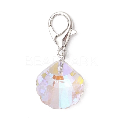 Shell Shape Starfish Star Fish Moon Glass Pendant Decorations HJEW-JM03257-1